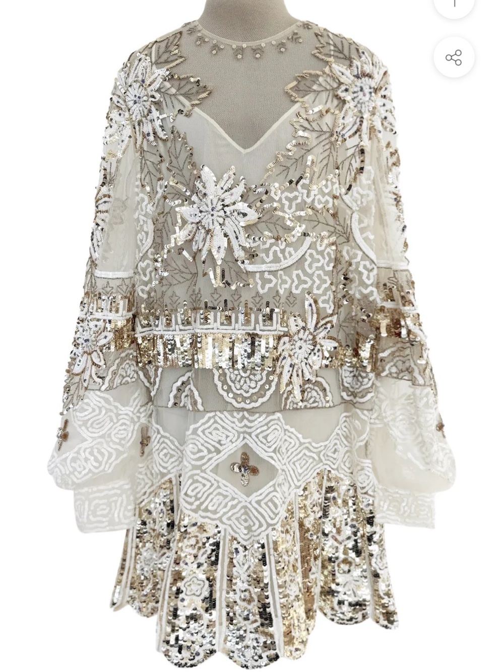 Spring 2020 Valentino by Pierpaolo Piccioli Densely White & Gold Sequin Dress